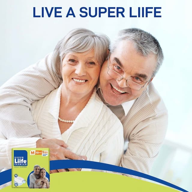Super Liife Rash Free Adult Diapers Pants Style With Wetness -10 Count Medium