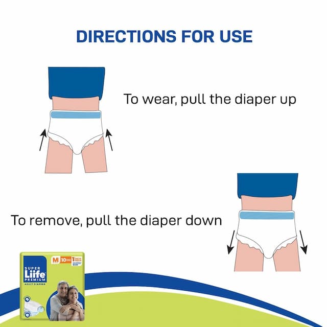 Super Liife Rash Free Adult Diapers Pants Style With Wetness -10 Count Medium