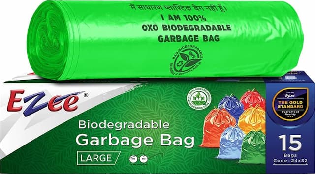 Ezee Bio-Degradable Large  Garbage Bags (24 X 32 Inches) Packet Of 15