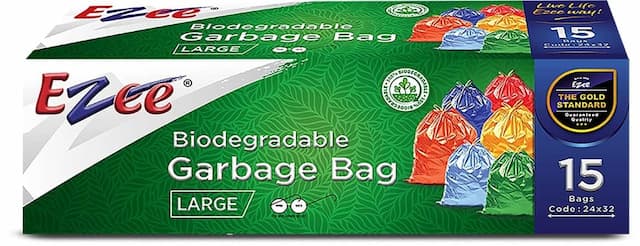 Ezee Bio-Degradable Large  Garbage Bags (24 X 32 Inches) Packet Of 15