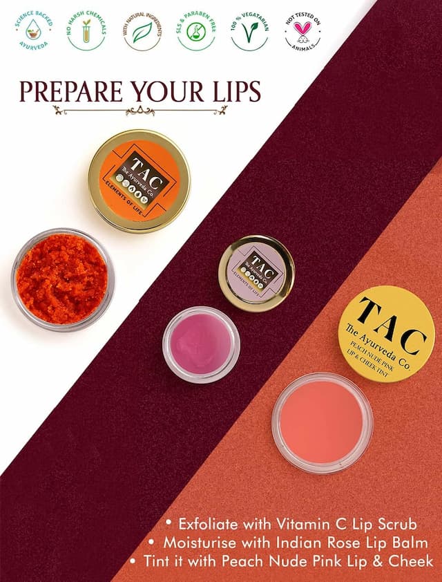 Tac - The Ayurveda Co.Lip & Cheek Tint Blush With Peach, Cocoa & Coconut Oil - 10 Gm