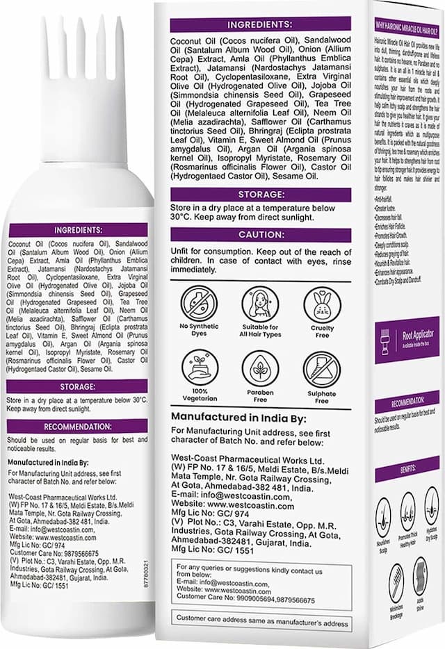 Haironic Hair Science Miracle Hair Oil With Organic Onion And Sesame Seeds Oil -100ml