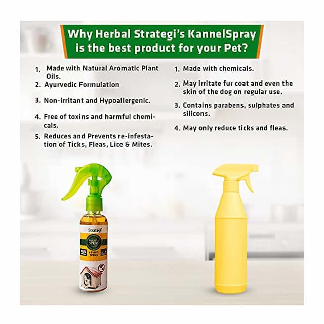 Herbal Strategi Kennel Spray Protection From Ticks### Fleas### Lice &Amp; Mites 100 Ml