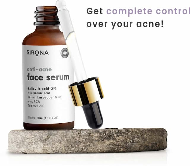 Sirona Anti Acne Face Serum With Tee Tree Oil, Salicylic Acid, Hyaluronic Acid And Vitamin E - 30 Ml