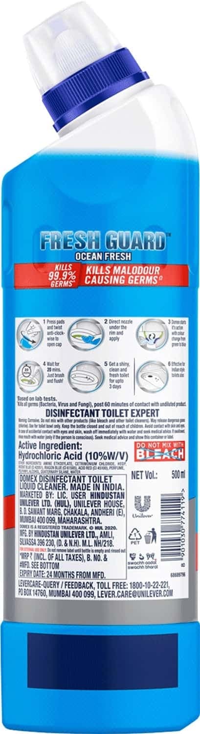 Domex Fresh Guard Ocean Fresh Disinfectant Toilet Cleaner - 500ml