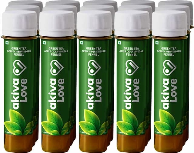 Akiva Love Weight Loss Shots With Green Tea Apple Cider Vinegar Fennel (15 Shots X 40ml) - 600ml