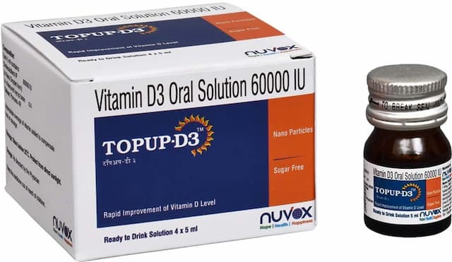 Nuvox Topup - D3 Vitamin D Vanilla Flavour Sugar Free Syrup (5 Ml X 4 Bottles)