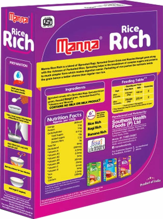 Manna Rice Rich 200g Box | Baby Cereals |Nutrition Food| 6+ Months