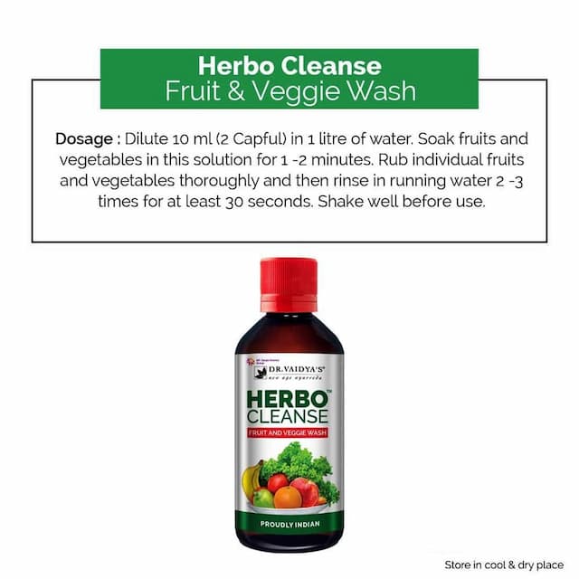 Dr. Vaidya'S Herbocleanse Fruit And Veggie Wash 200 Ml Each (Pack Of 2)