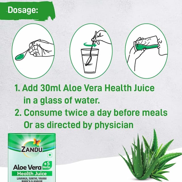 Zandu Aloe Vera + 5 Herbs Health Juice - 1000 Ml