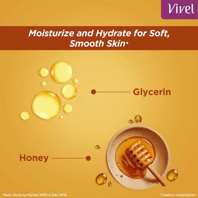 Vivel Body Wash, Glycerin & Honey, Moisturising Shower Gel, For Glowing Skin, 500ml Pump