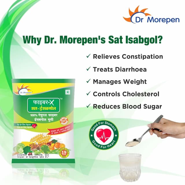 Dr. Morepen Fiber-X Sat Isabgol - 10gm Pack Of 12