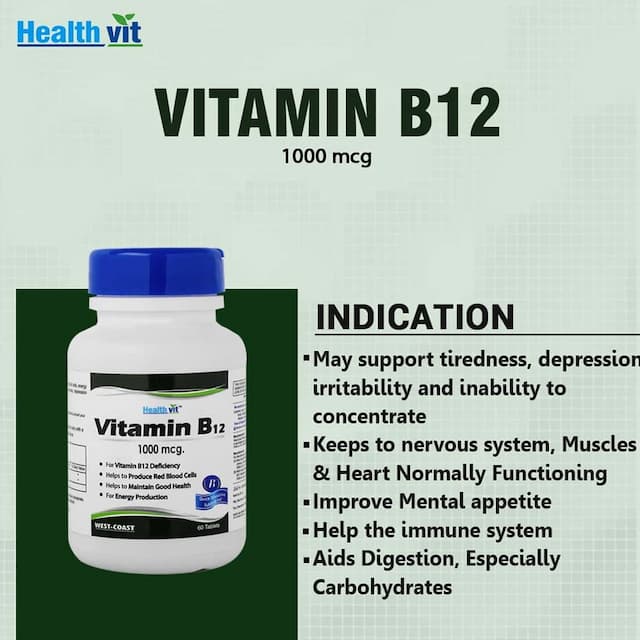Healthvit Vitamin B12 Methylcobalmin 1000mcg - 60 Tablets