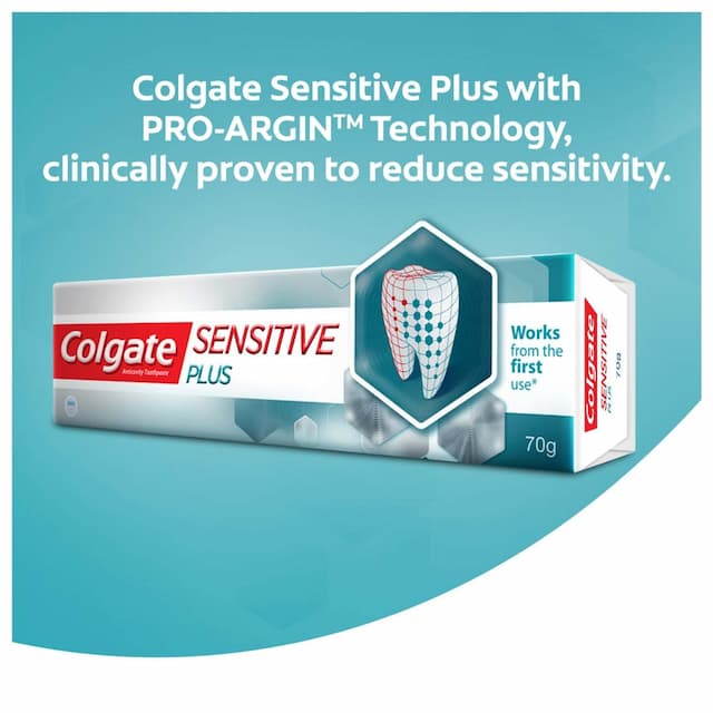Colgate Sensitive Plus Toothpaste, With Pro Argin Formula, 70gm (Buy 1 Get 1 Free)