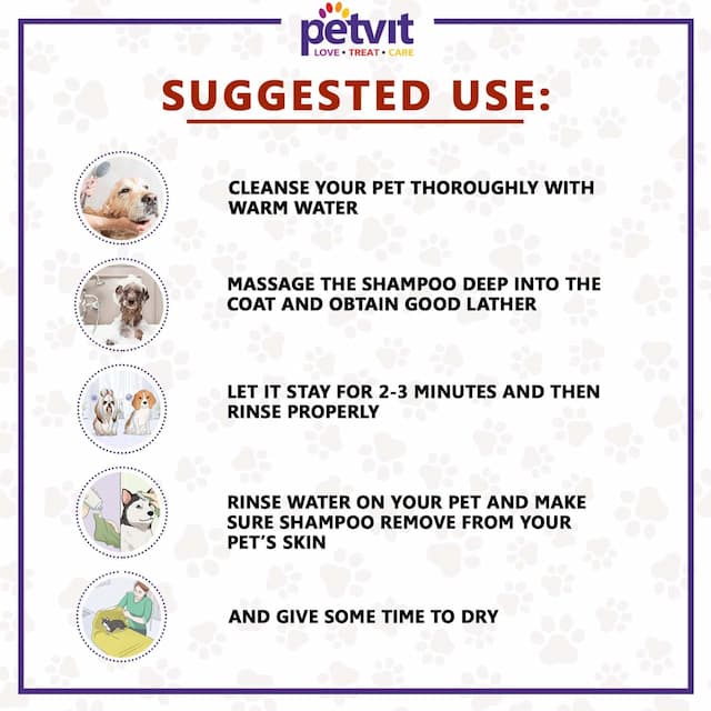 Petvit Anti-Tick,Flea, Larvae Lice, Mosquitoes Shampoo With Vitamin E For All Breed Dog/Cat -1000 Ml