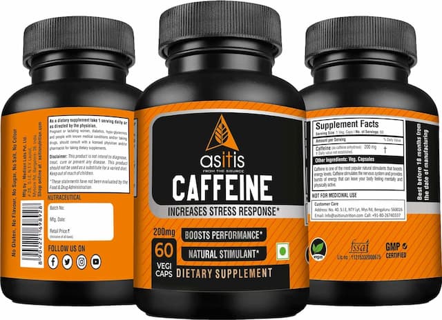 As-It-Is Nutrition Caffeine 200mg - 60 Capsules | Natural Stimulant | Boosts Metabolism