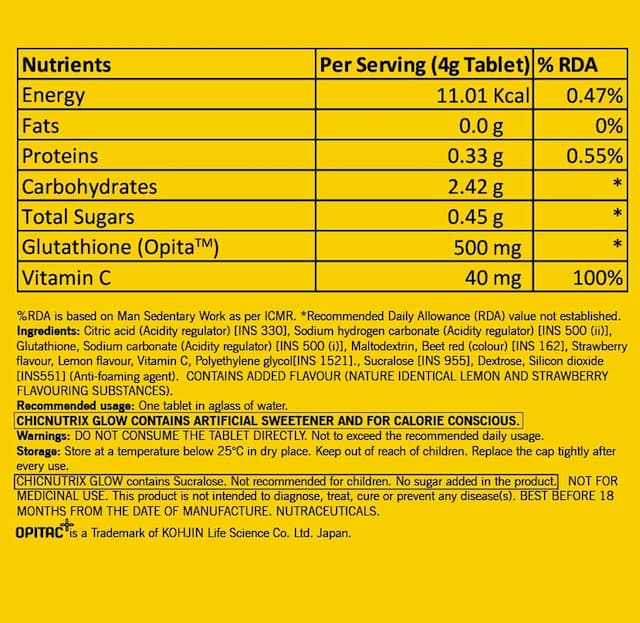 Chicnutrix Complete Skin Nutrition - Glutathione & Vitamin C For Spotless Skin - 2x20 Tabs