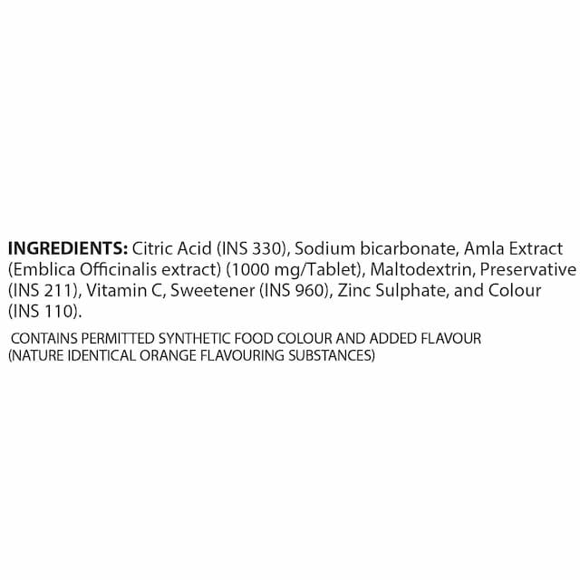 Glucon C Immunofizz - 1000mg Amla, Vitamin C & Zinc For Immunity - 20 Effervescent Tab -Orange