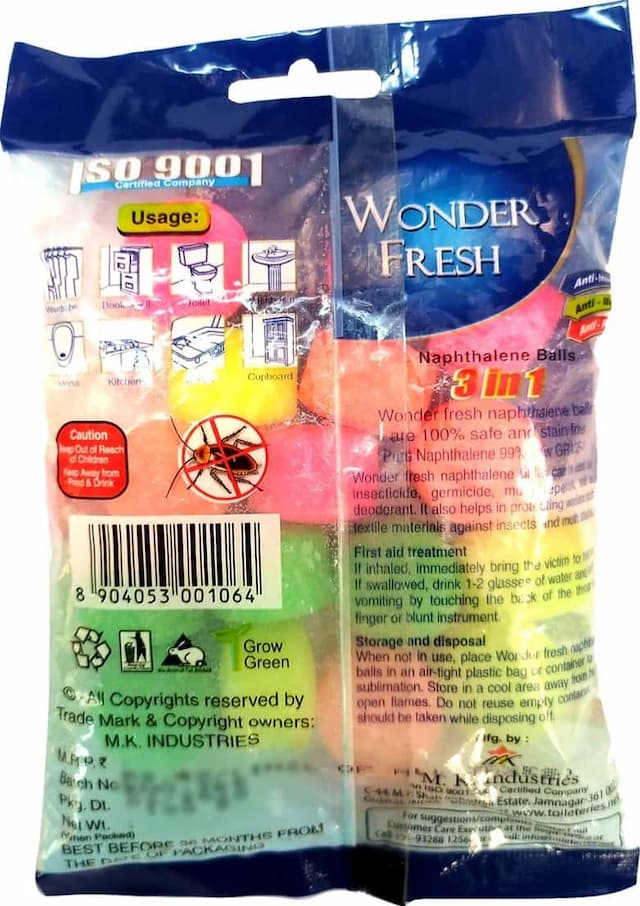 Wonder Fresh Coloured Naphthalene Balls 100 Gm