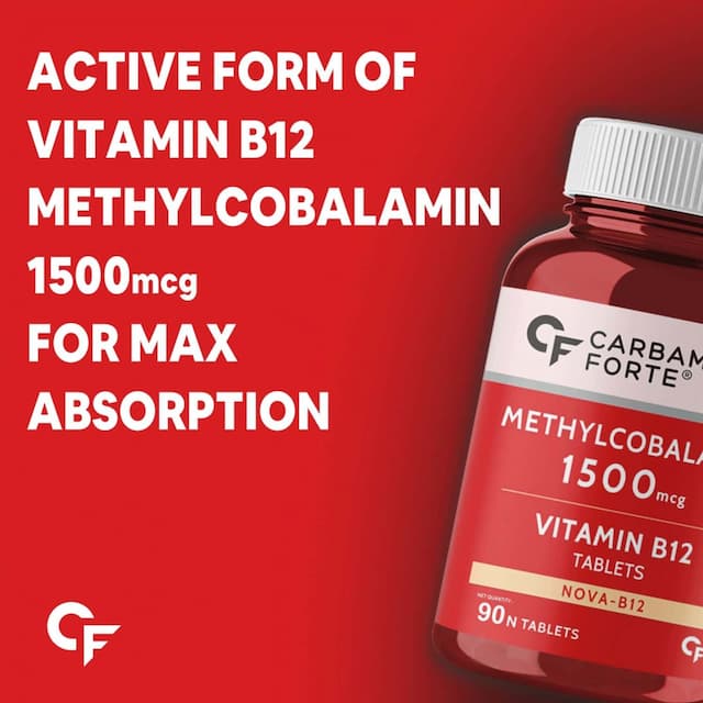 Carbamide Forte Methylcobalamin Vitamin B12 Supplement 1500mcg - 90 Veg Tablets