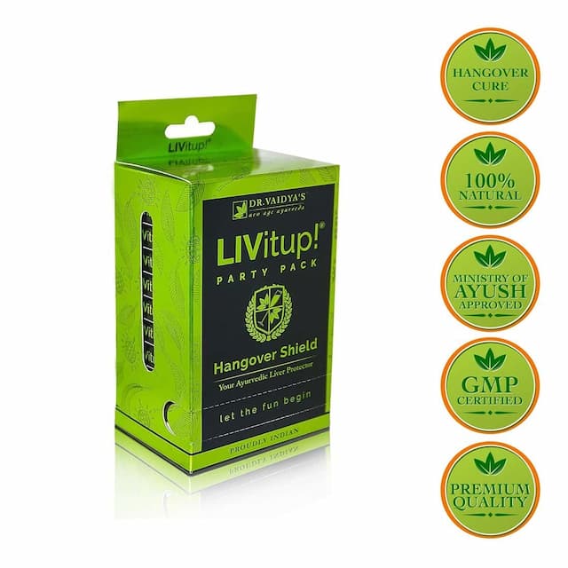 Dr. Vaidya'S Livitup! Party Pack|Hangover Shield And Liver Protector|5 Capsules Each (Pack Of 10)