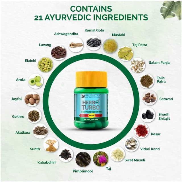 Dr. Vaidya'S Herbo24turbo Capsules | Ayurvedic Shilajit Vitalizer For Men | 30 Capsules