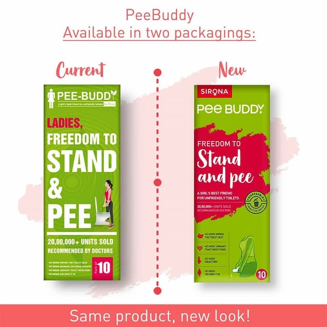 Peebuddy Stand & Pee Device For Women, Helps During Arthritis, Pregnancy & Road Trips - Pack Of 10