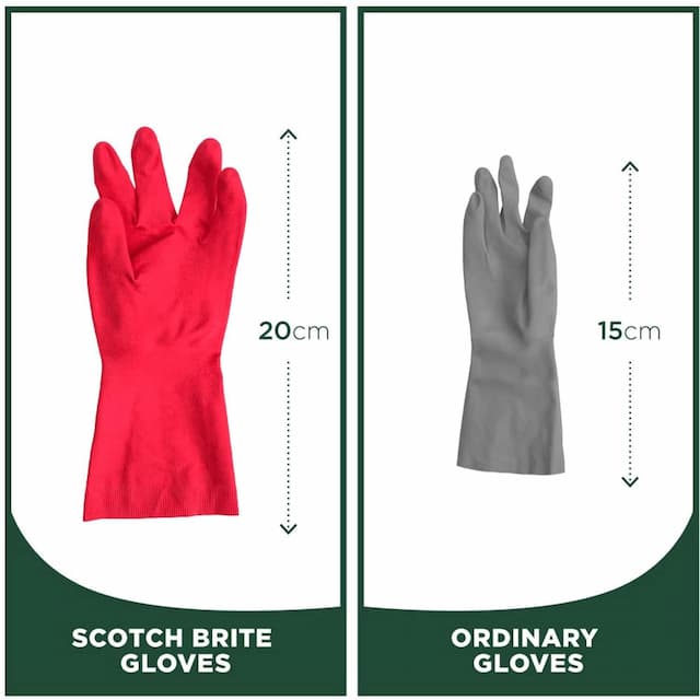 Scotch-Brite Rubber Heavy Duty Gloves (With Fresh Lemon Scent) Medium, Red, Pack Of 2