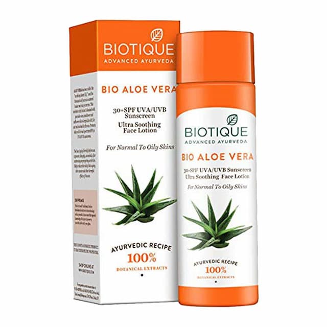 Biotique Bio Aloevera Lotion 30spf Sunscreen For Normal To Oily Skin In The Sun 120ml