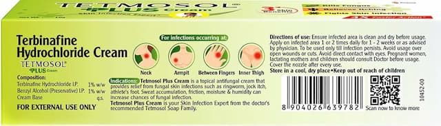 Tetmosol Plus Cream - Topical Antifungal Cream - Kills Fungus, Relieves - 10g