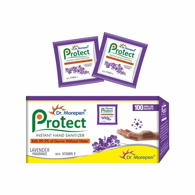 Dr. Morepen Protect Hand Sanitizer Gel With Lavender Fragrance 1.5ml Pack Of 100 Sachets