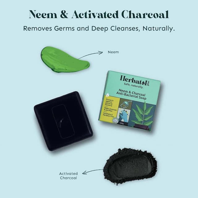 Herbatol Plus Anti-Bacterial Soap For 99.99% Germ Protection With Neem & Charcoal (Pack Of 3)