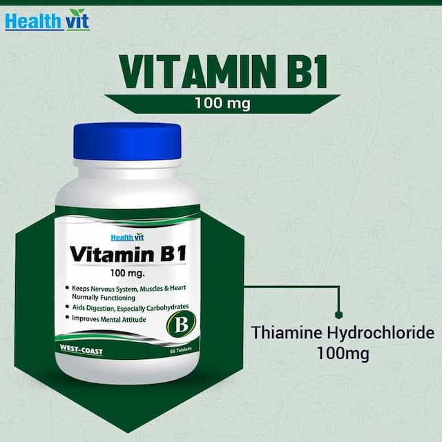 Healthvit Vitamin B1 Thia-Min 100mg Multivitamin Tablets Bottle Of 60
