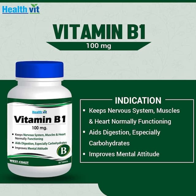 Healthvit Vitamin B1 Thia-Min 100mg Multivitamin Tablets Bottle Of 60