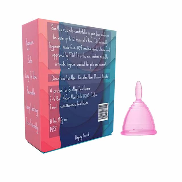 Sannap Fda Approved Reusable Menstrual Cup With Medical Grade Silicone Medium (Pink)