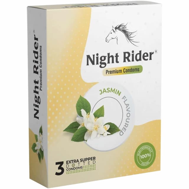 Night Rider Extra Super Dotted Condoms - 3 Piece (Jasmine Flavour)
