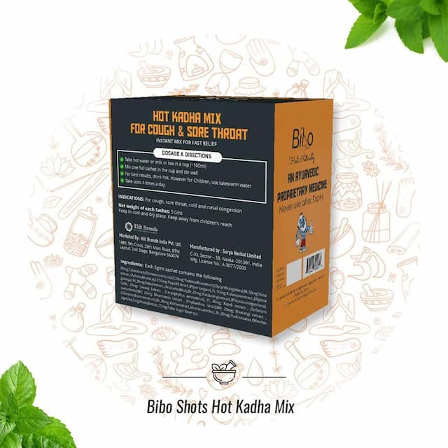 Bibo Shots - Hot Kadha Mix | Menthol & Ginger | Cough Cold Relief| Immunity L Pack Of 3 * 8 Shots