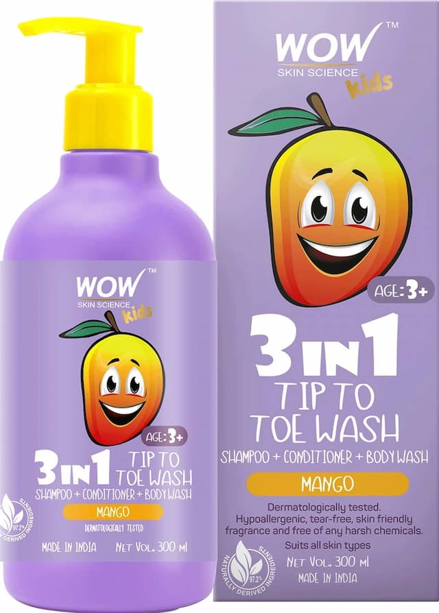 Wow Skin Science Kids 3 In 1 Tip To Toe Wash - 300 Ml Mango