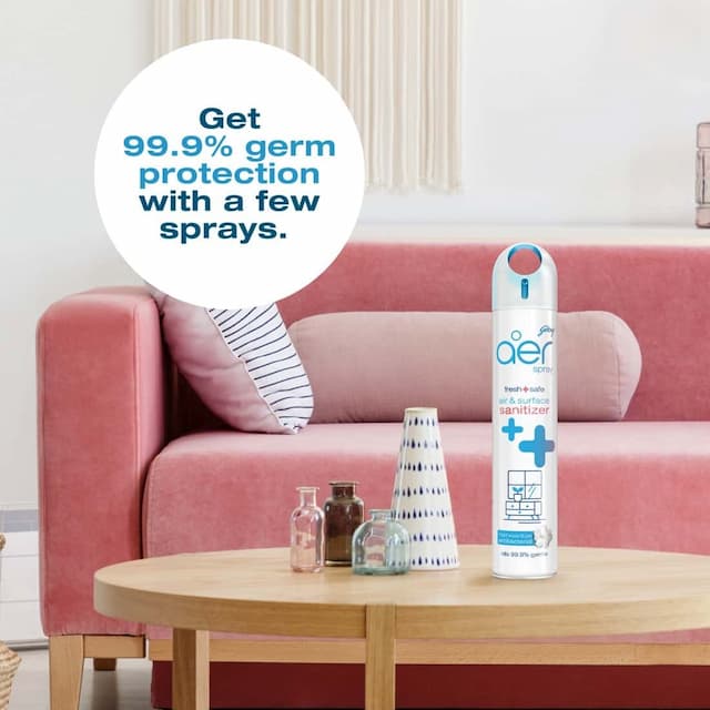 Godrej Aer Disinfectant Spray (Air & Surface), Aqua, 99.9% Germ Protection, Long Lasting - 240ml