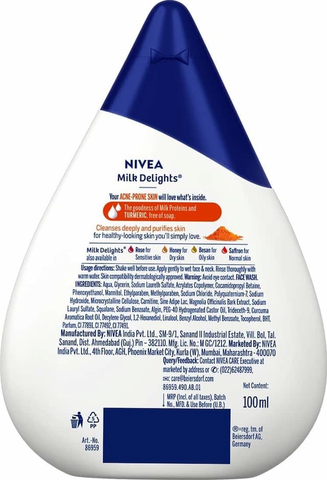 Nivea Milk Delights Turmeric Facewash - 100 Ml