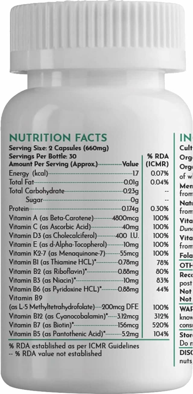 Unived Wholefood Multivitamin For Women, Vegan Plant-Based Multivitamins 60 Caps