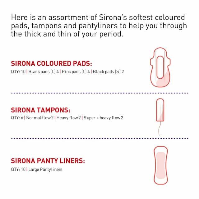 Sirona Periods Flow Catchers Box With Sanitary Pads, Tampons And Panty Liners - 1 Box