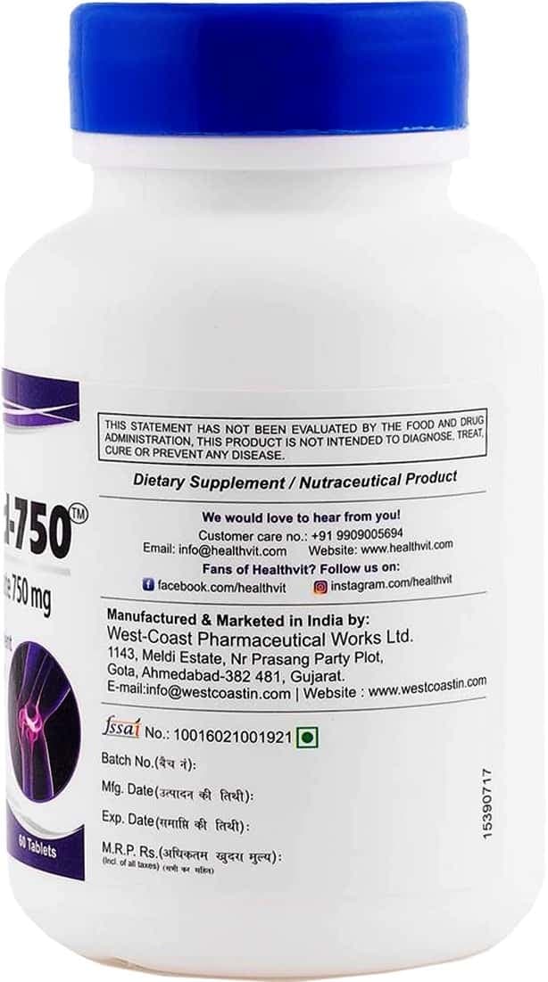 Healthvit Jointneed-750 Glucosamine Sulphate 750 Mg - 60 Tablets ( Pack Of 2 )