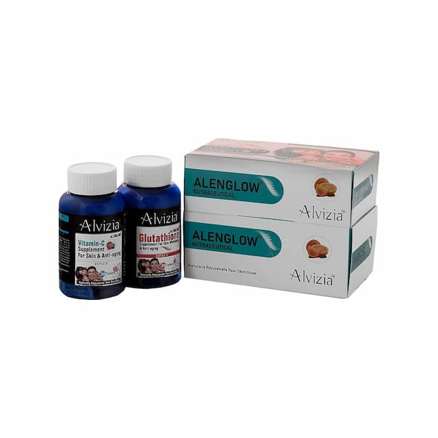 Alvizia Alenglow Premium L-Glutathione 500mg And Vitamin C Kit Tablets Bottle Of 60