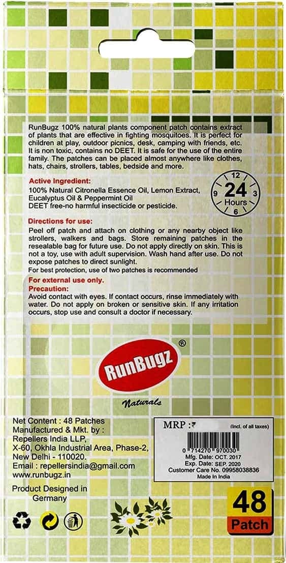 Runbugz Mosquito Repellent Patches (Pack Of 48)- Yellow