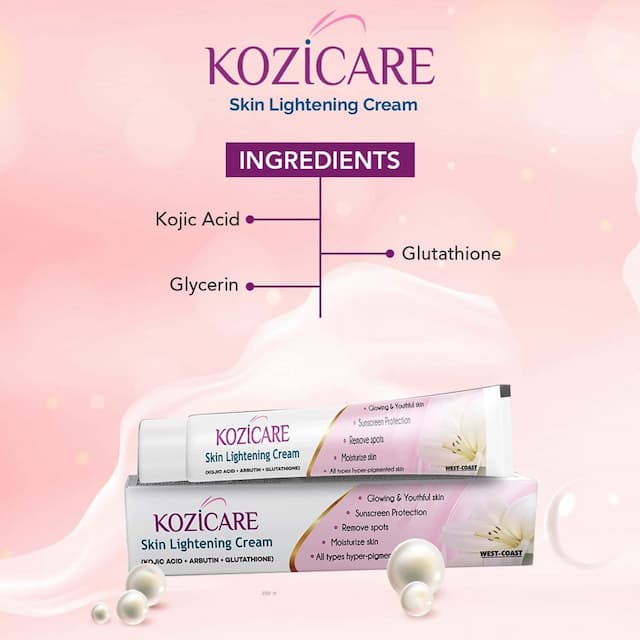 Kozicare Kojic Acid, Arbutin, Glutathione Skin Lightening Cream - 15 Gm (Pack Of 4)