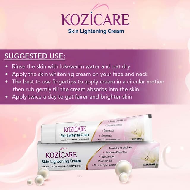 Kozicare Kojic Acid, Arbutin, Glutathione Skin Lightening Cream - 15 Gm (Pack Of 4)