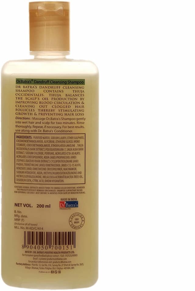 Dr Batra'S Dandruff Cleansing Shampoo Enriched With Thuja - 200 Ml