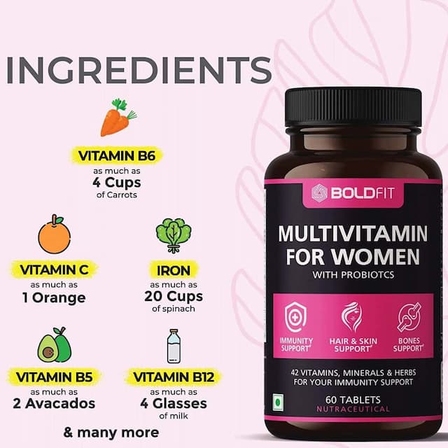 Boldfit Multivitamin For Women - 60 Veg Tablets