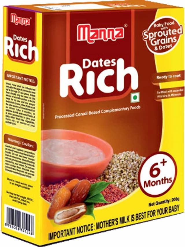 Manna Dates Rich 200g Box | Baby Cereals |Nutrition Food | 6+ Months